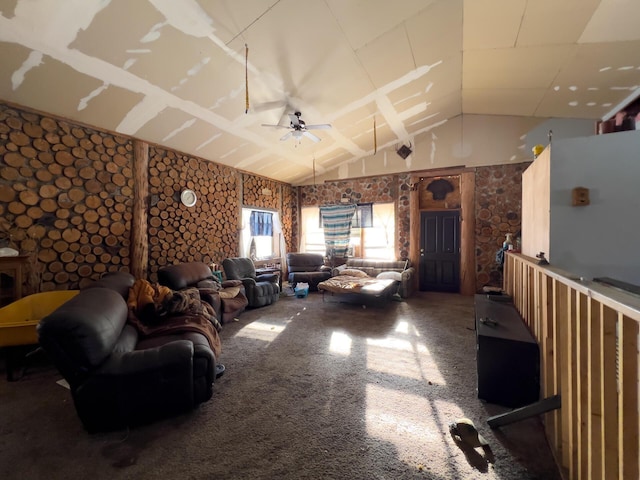 2467 Widow Rd Unit D, Colville, WA 99114 - living area with vaulted ceiling and a ceiling fan