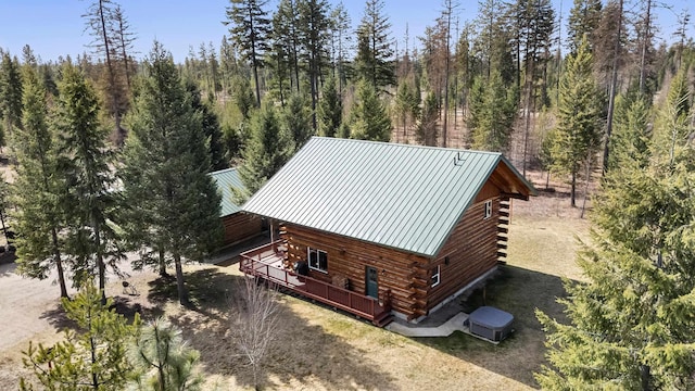 aerial view with a forest view