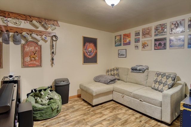 living area featuring light wood-type flooring