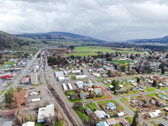aerial view with a mountain view