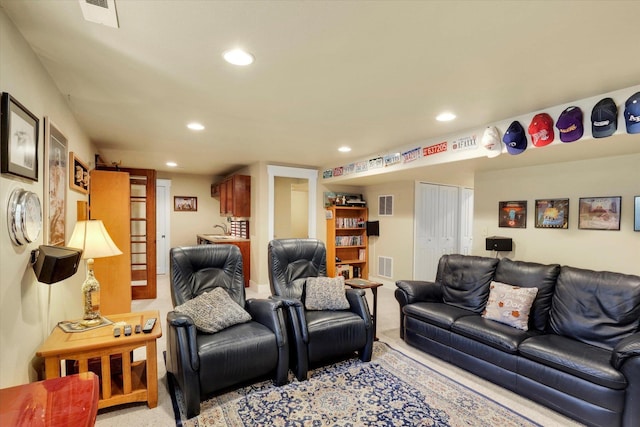 6610 S Springview St, Spokane, WA 99224 - living room featuring recessed lighting and light carpet