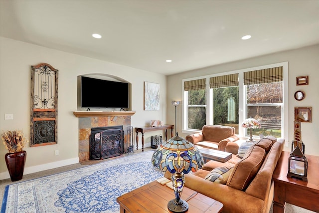 6610 S Springview St, Spokane, WA 99224 - living room with a tile fireplace and recessed lighting