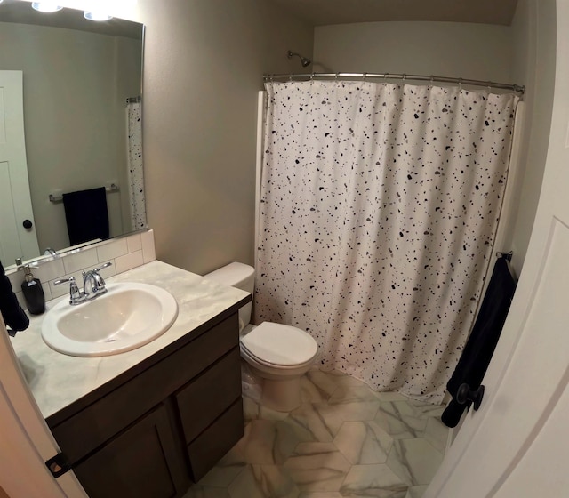 1217 S Greenacres Rd, Greenacres, WA 99016 - bathroom with vanity, tasteful backsplash, and curtained shower