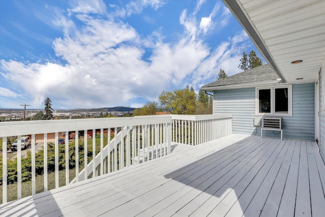 deck with a mountain view
