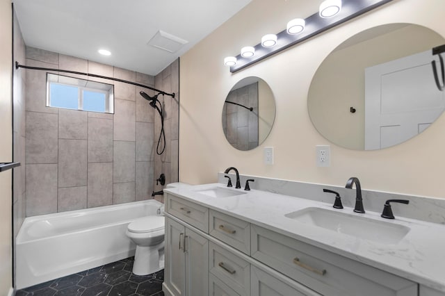 703 E Kiernan Ave, Spokane, WA 99207 - bathroom featuring toilet, a sink,  shower combination, and double vanity