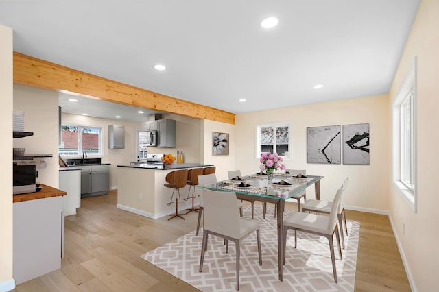 703 E Kiernan Ave, Spokane, WA 99207 - dining area featuring recessed lighting, light wood-style floors, and baseboards