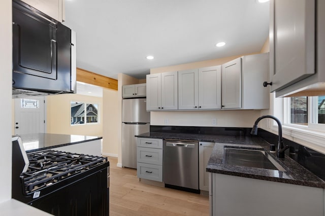 703 E Kiernan Ave, Spokane, WA 99207 - kitchen with stainless steel appliances, a wealth of natural light, light wood-style flooring, and a sink