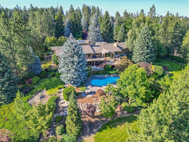 7816 E Gunning Ln, Spokane, WA 99212 - view from above of property with a pool area and a heavily wooded area