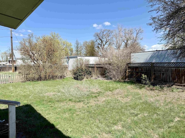 view of yard featuring a fenced backyard