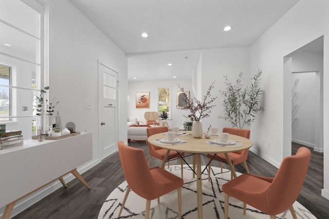 219 F St, Cheney, WA 99004 - dining area featuring dark wood-style flooring, recessed lighting, and baseboards