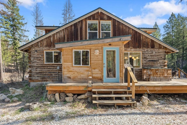 4167 Grouse Creek Rd, Loon Lake, WA 99148 - back of property with a wooden deck