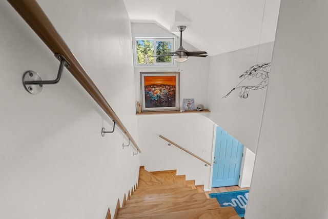 4167 Grouse Creek Rd, Loon Lake, WA 99148 - stairs with wood finished floors and lofted ceiling