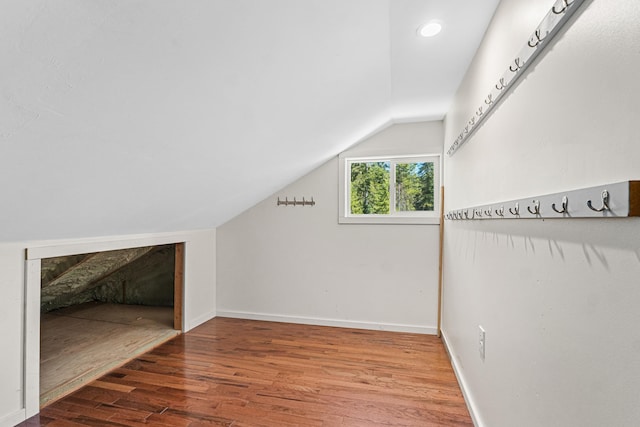 4167 Grouse Creek Rd, Loon Lake, WA 99148 - additional living space featuring baseboards, recessed lighting, vaulted ceiling, and wood finished floors