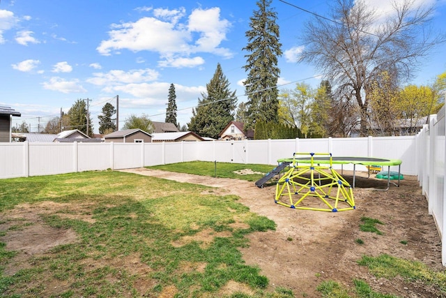 view of yard featuring a fenced backyard