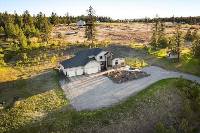 aerial view with a rural view