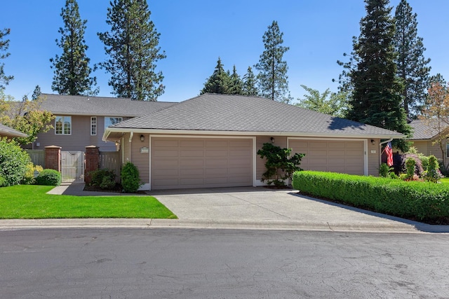 view of front facade featuring a garage, driveway, and a gate