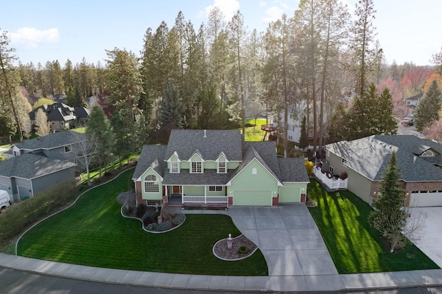 aerial view featuring a residential view