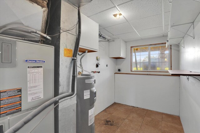utilities with heating unit and electric water heater