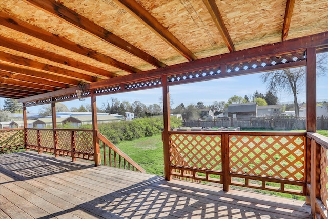 wooden deck featuring a lawn and a fenced backyard