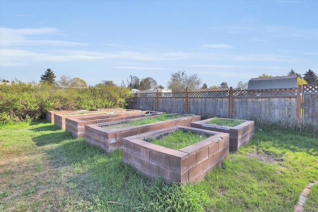view of yard featuring a garden and fence
