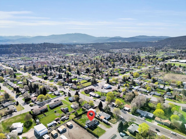 drone / aerial view with a mountain view
