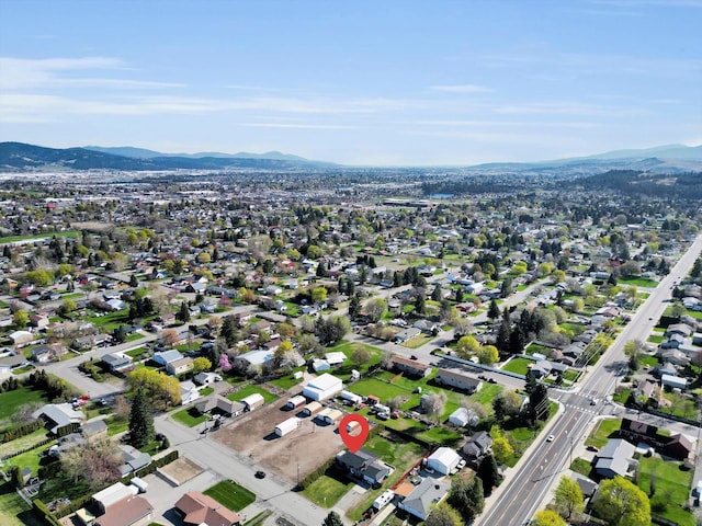 drone / aerial view with a mountain view