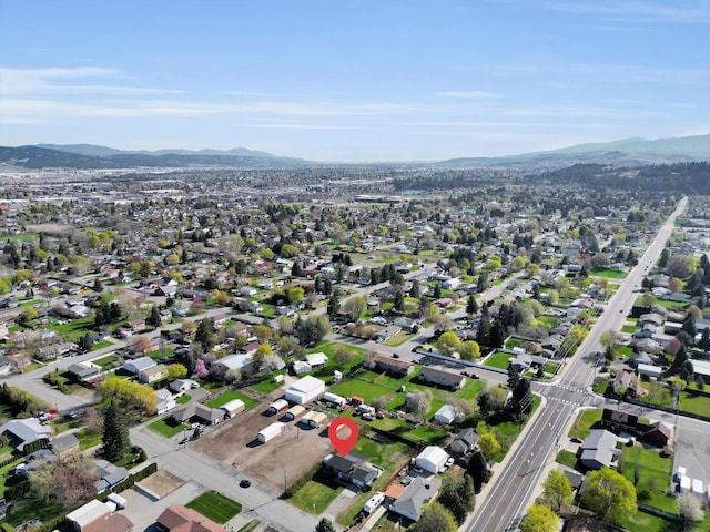 aerial view featuring a residential view and a mountain view