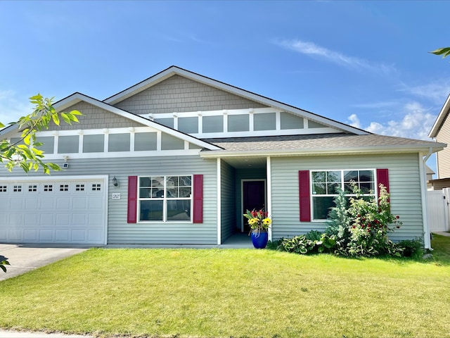 12827 W 3rd Ave, Airway Heights, WA 99001 - craftsman inspired home with a garage, a front yard, driveway, and a shingled roof