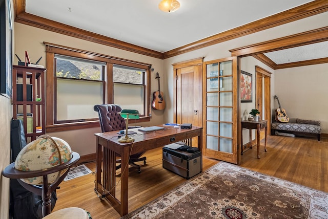 1607 W 11th Ave, Spokane, WA 99204 - office area featuring wood finished floors and crown molding