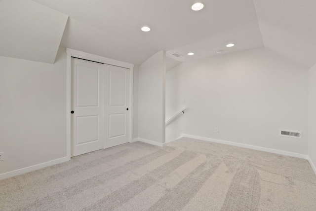 basement featuring recessed lighting, carpet, and baseboards