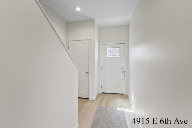 4913 E 6th Avenue 4915E 6Th Ave, Spokane Valley, WA 99212 - doorway featuring light wood-style flooring, baseboards, and recessed lighting