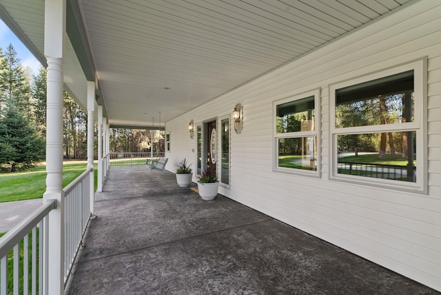 view of patio featuring covered porch