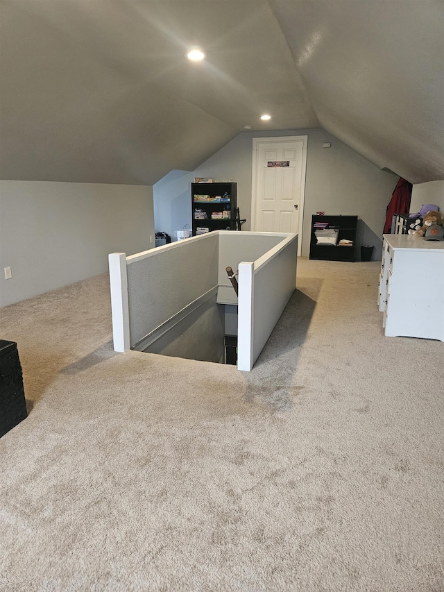 303 N Vernon St, Deer Park, WA 99006 - additional living space featuring vaulted ceiling, carpet flooring, and recessed lighting