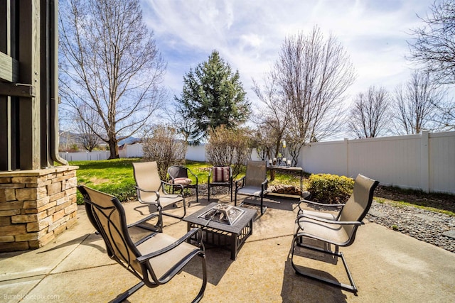 17202 E Morningside Ln, Greenacres, WA 99037 - view of patio with a fire pit and a fenced backyard