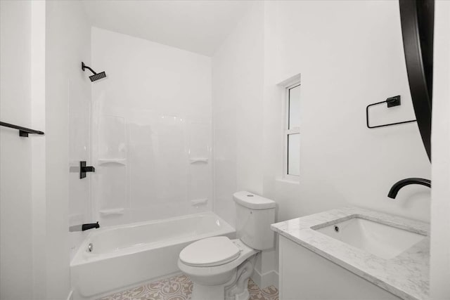 1873 E Marshall Ave, Spokane, WA 99207 - bathroom featuring tile patterned floors, toilet, shower / bathtub combination, baseboards, and vanity