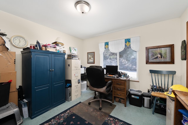 view of carpeted home office