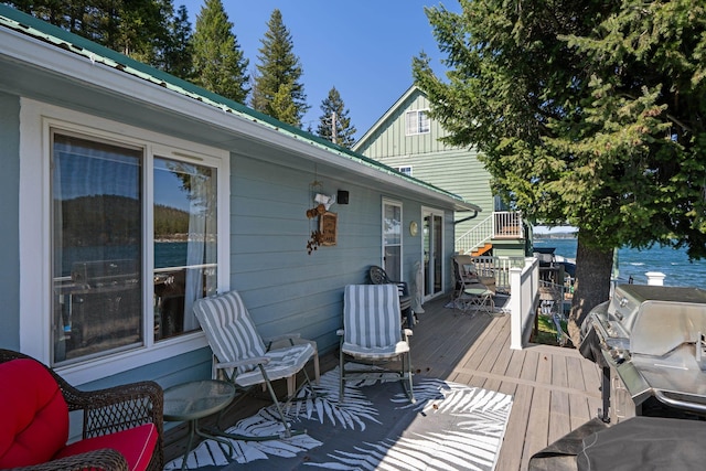 deck featuring grilling area