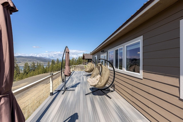 deck with a mountain view