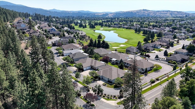1511 N Lancashire Ln, Liberty Lake, WA 99019 - drone / aerial view featuring a water and mountain view, a residential view, and golf course view