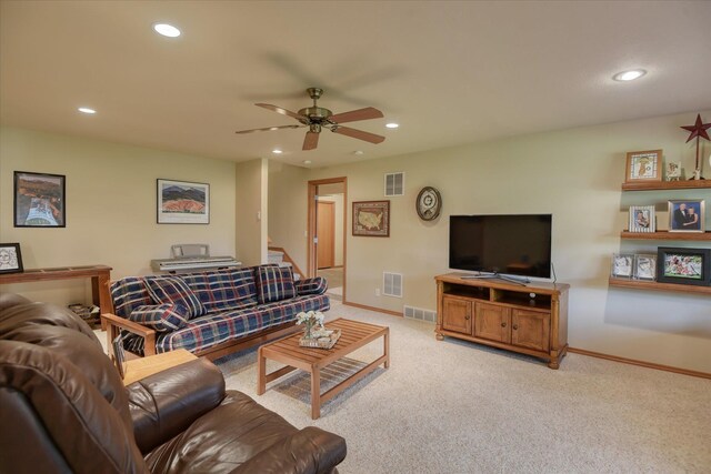 1511 N Lancashire Ln, Liberty Lake, WA 99019 - living room featuring a ceiling fan, visible vents, and recessed lighting