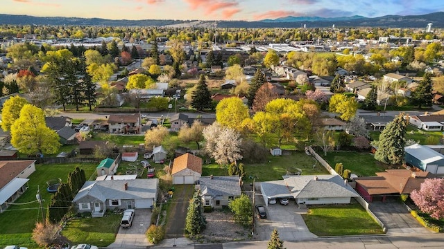 bird's eye view with a mountain view and a residential view