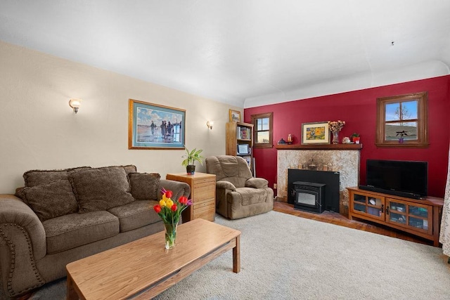 living room featuring carpet