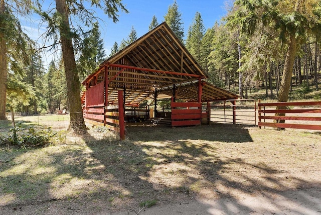exterior space featuring an exterior structure and an outbuilding