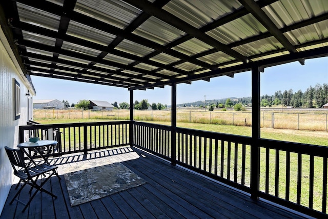 deck featuring a lawn and a fenced backyard