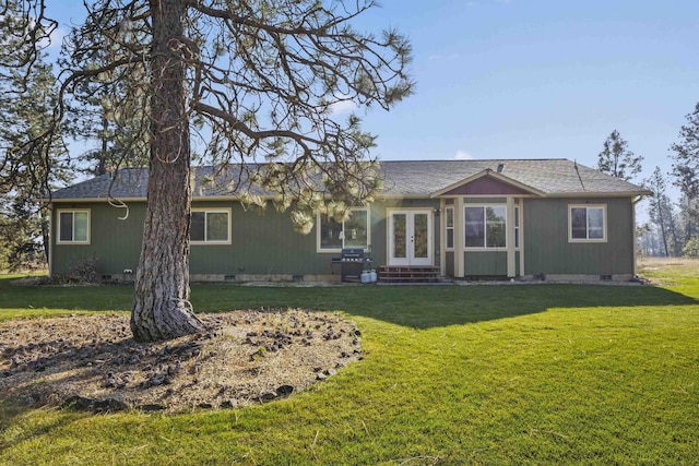 5818 S Abbott Rd, Spokane, WA 99224 - view of front of property with crawl space, french doors, entry steps, and a front yard