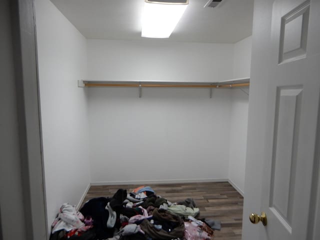 walk in closet featuring wood finished floors