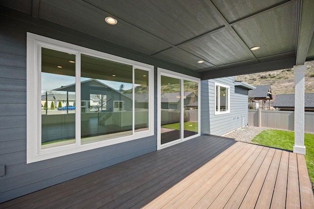 wooden terrace with fence