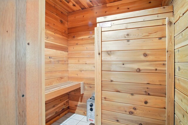 21203 W Beechwood Rd, Medical Lake, WA 99022 - relaxing sauna / steam room featuring tile patterned floors and wooden walls