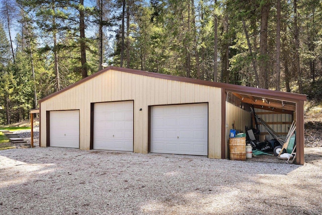 view of detached garage