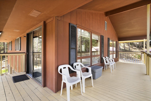 deck with covered porch